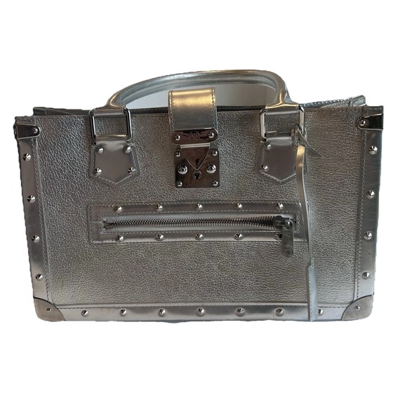 Louis Vuitton Handbags - Louis Vuitton Suhali Le Fabuleux Metallic Silver Goat Leather Bag Studs Zips EUC